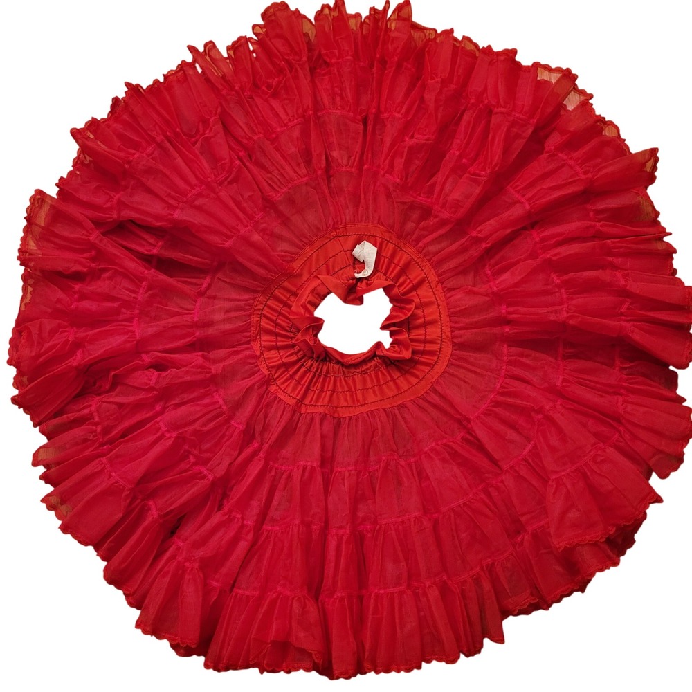 Fantasia Prairie Crinoline Petticoat Red Ruffles Vintage Square Dance Western‎